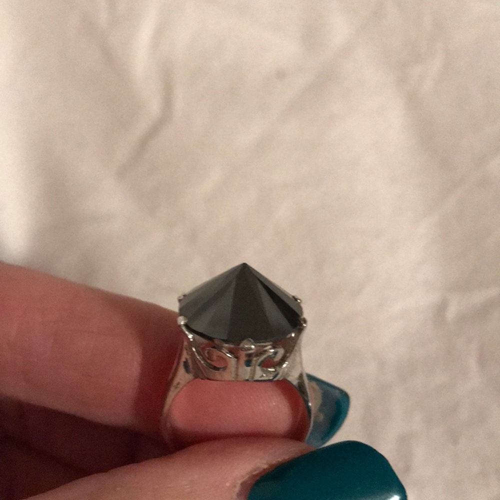 Black diamond colored ring. Reverse set!